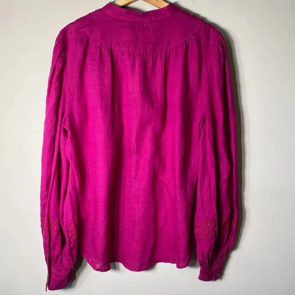 NWT Lauren Ralph Lauren Women's XL Long Sleeve Linen Embroidered Tunic Fuchsia - Picture 13 of 16